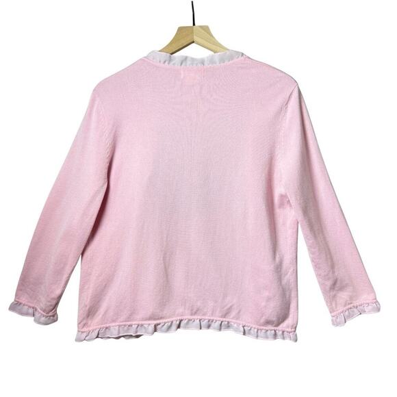 Worthington Light Pink Ruffle Cardigan Sweater Womens Size L - Picture 2 of 8